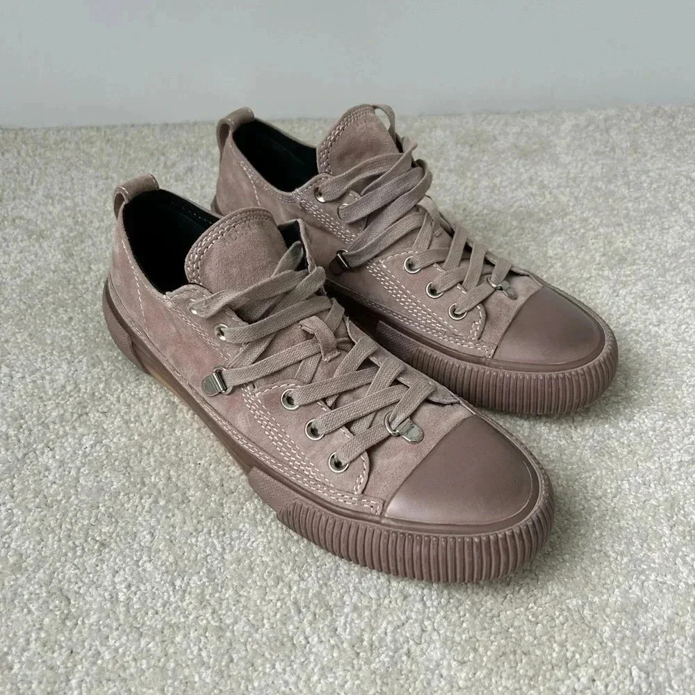 All Saints Taupe Suede and Rubber Sole Sneakers